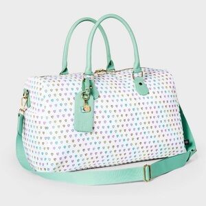 🌈 ROLLER RABBIT x TARGET | Disco Hearts Wave Softside Duffel Bag White/Teal 💚